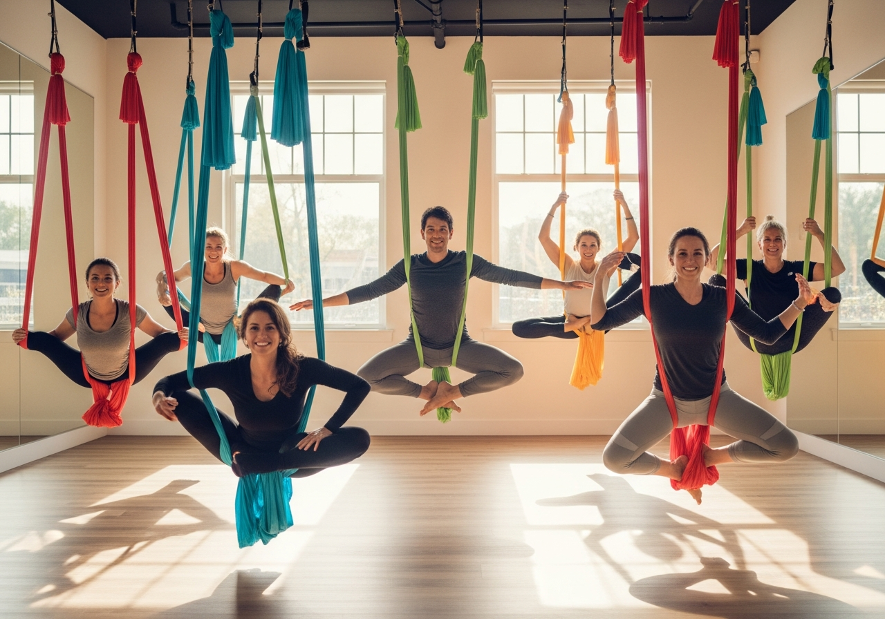 Аэройога в гамаках